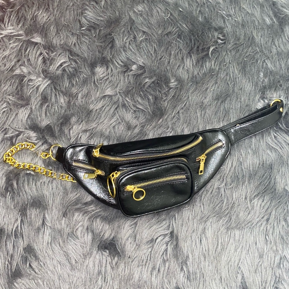 Black and gold Fanny pack.